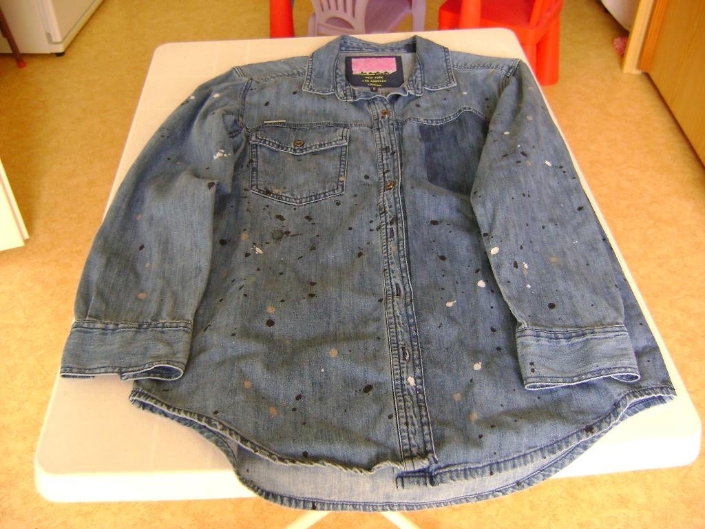 blauwe spijker glitterblouse superdry xs licht en donker zak, Ophalen of Verzenden, Zo goed als nieuw, Maat 34 (XS) of kleiner