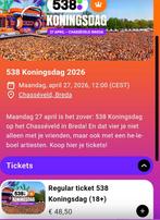 538 koningsdag kaartje in Breda te koop, Tickets en Kaartjes, Eén persoon, Overige soorten
