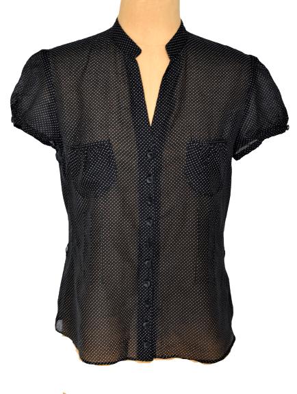 Caroll licht doorschijnende blouse, dots, zwart, Mt. M, Maat 38/40 (M), Zwart, Zo goed als nieuw, Caroll