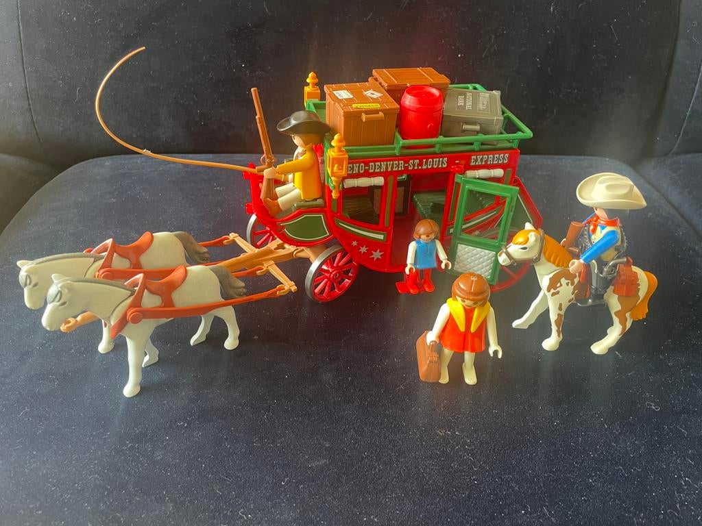 Playmobil Western - koets met paarden en marshall, Ophalen of Verzenden, Zo goed als nieuw