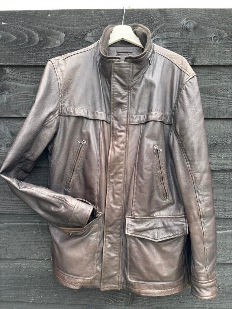 Tommy Hilfiger leren herenjas | maat XL, Ophalen of Verzenden, Gedragen, Maat 56/58 (XL), Bruin