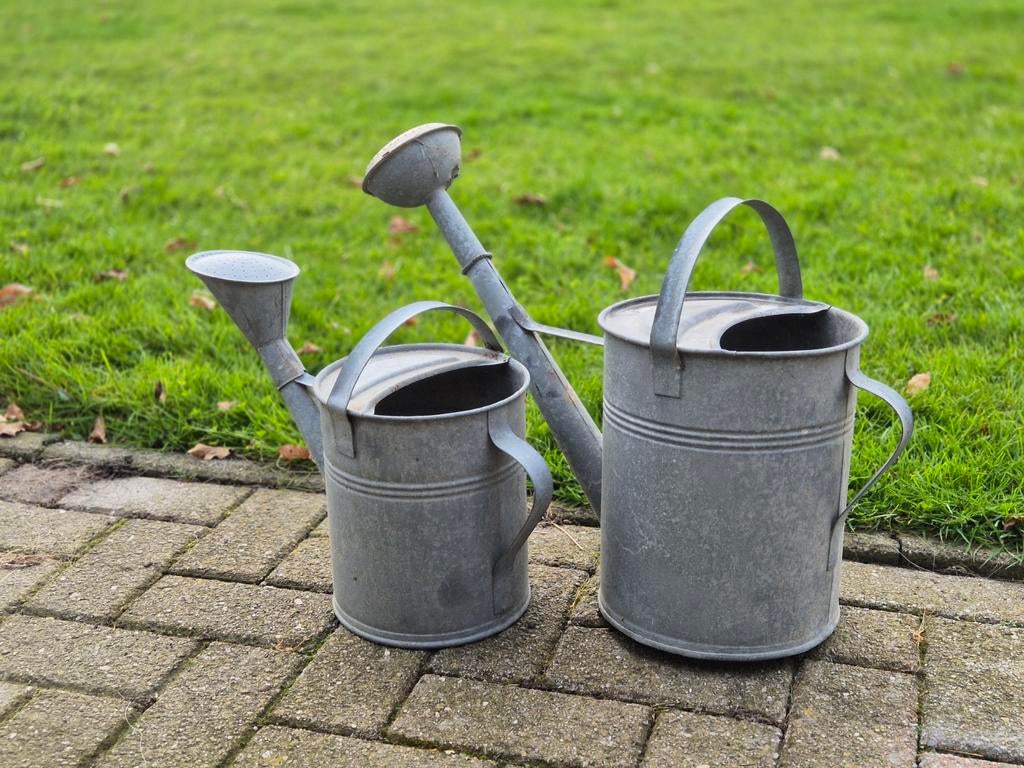 Set van 2 zinken gieters, vintage look, Ophalen