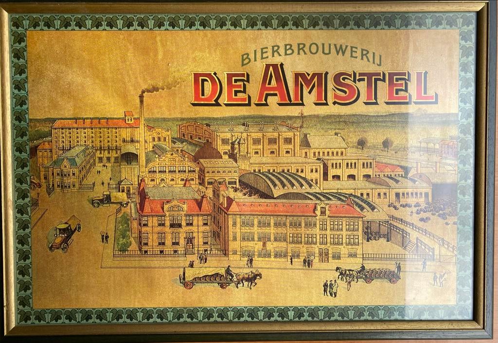 Vintage Amstel Brouwerij Reclame Poster - Ingelijst, Ophalen of Verzenden