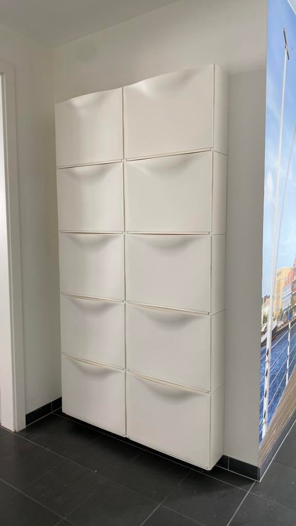 IKEA BISSA Schoenenkast met 10 vakken - Wit, Ophalen, Gebruikt