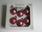 6 vintage warmroze matte glazen kerstballen, Diversen, Kerst, Ophalen of Verzenden, Gebruikt