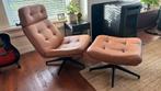 Ikea Havberg draaistoel met voetenbankje, Huis en Inrichting, Fauteuils, Ophalen, Zo goed als nieuw, Leer, 50 tot 75 cm