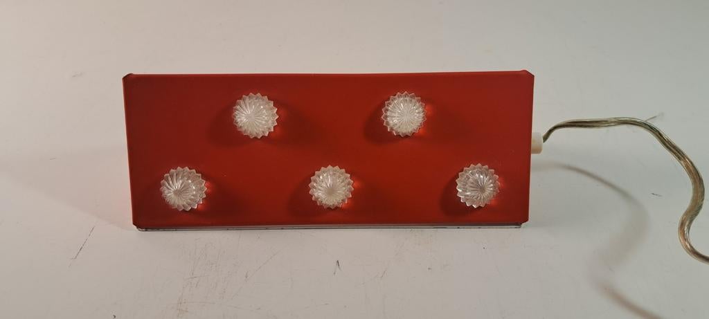 Vintage rood bedlampje met kunststof crystallen, Antiek en Kunst, Ophalen of Verzenden