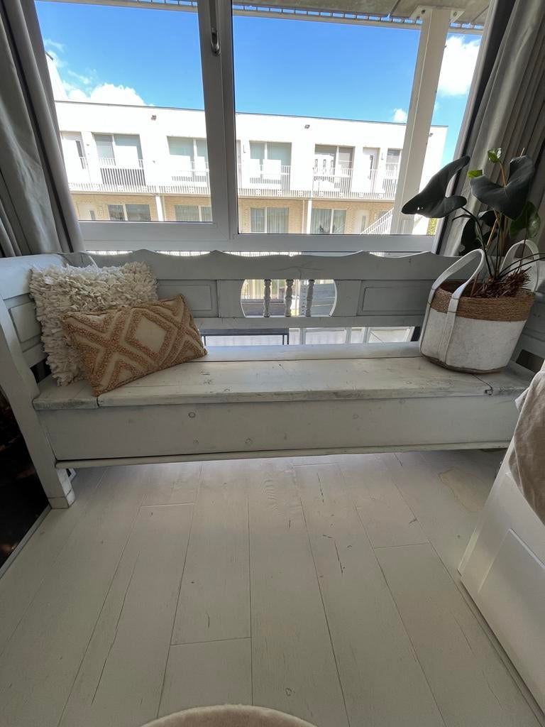 Vintage houten klepbank, Huis en Inrichting, Ophalen of Verzenden, Gebruikt, Hout