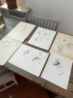 KUNST TEKENINGEN POTLOOD STUDIES KOE 6 STUKS, Ophalen of Verzenden