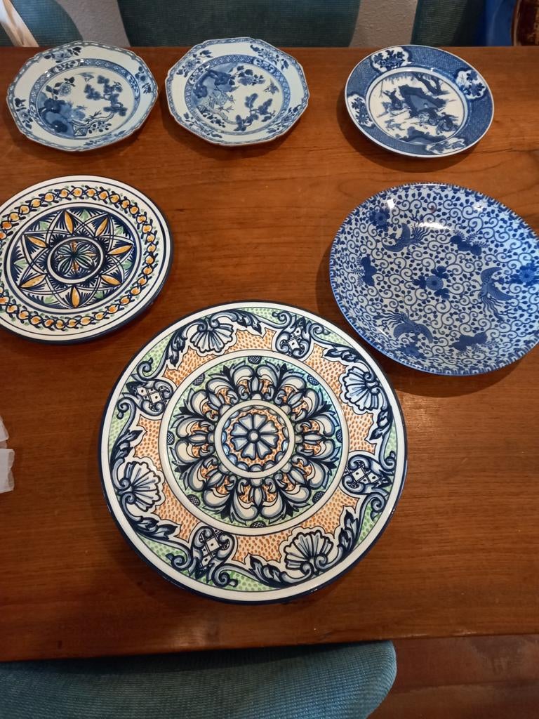 Partijtje vintage antieke borden, Ophalen of Verzenden