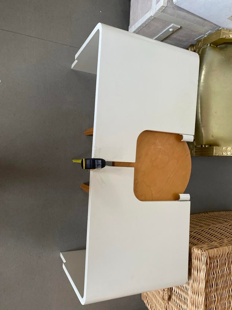 2 Auping bijzettafel 48cm hoog - ideaal voor seniorenbed, Minder dan 55 cm, Zo goed als nieuw, Gebroken wit, Overige vormen