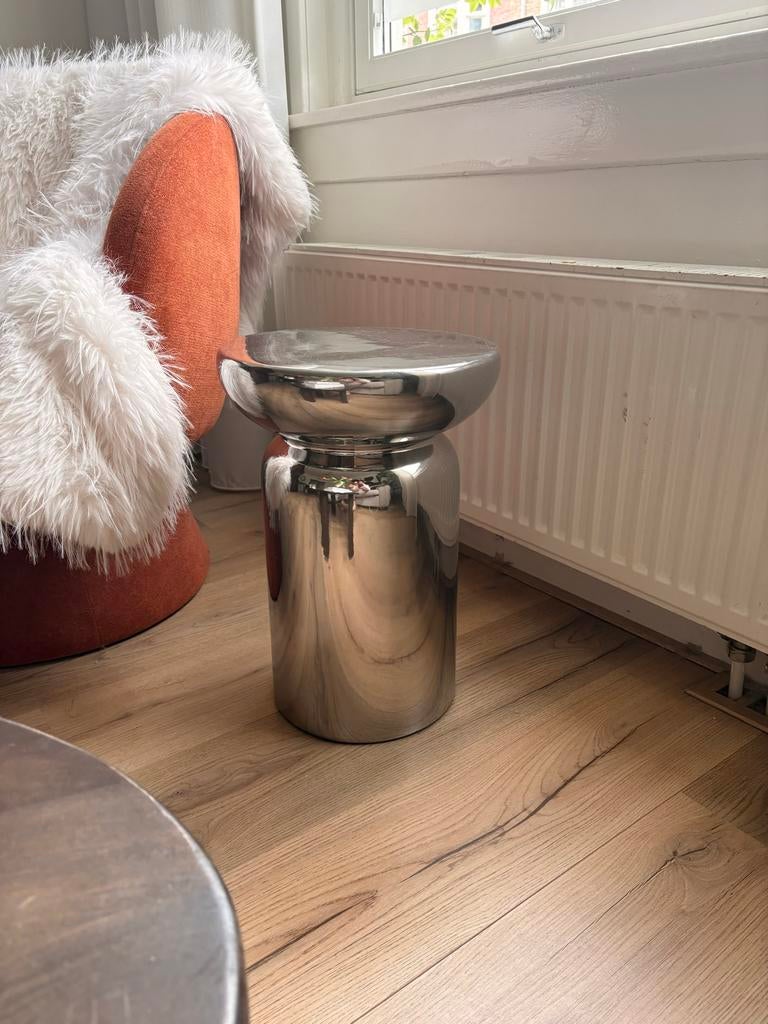 Chrome tafeltje nog als nieuw, Huis en Inrichting, Tafels | Bijzettafels, 45 tot 60 cm, Minder dan 55 cm, Metaal of Aluminium