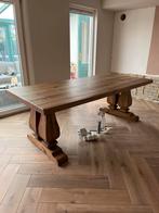Kloostertafel (massief eikenhout) eettafel 220 cm lang, Ophalen, 200 cm of meer, 50 tot 100 cm, Zo goed als nieuw