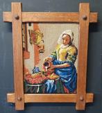 Borduurwerk Het Melkmeisje in houten lijst 59x50x2cm, Ophalen of Verzenden, Gebruikt, Handborduren, Overige typen