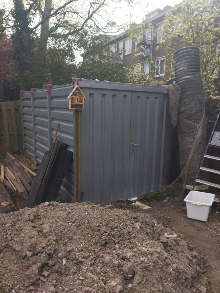 Demontabele container 4x2 meter. Dubbele deur, Ophalen