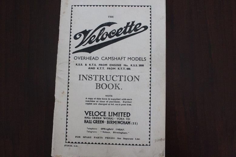 Velocette KSS KTS KTT 1935 motorcycle instruction book, Ophalen of Verzenden, Overige merken
