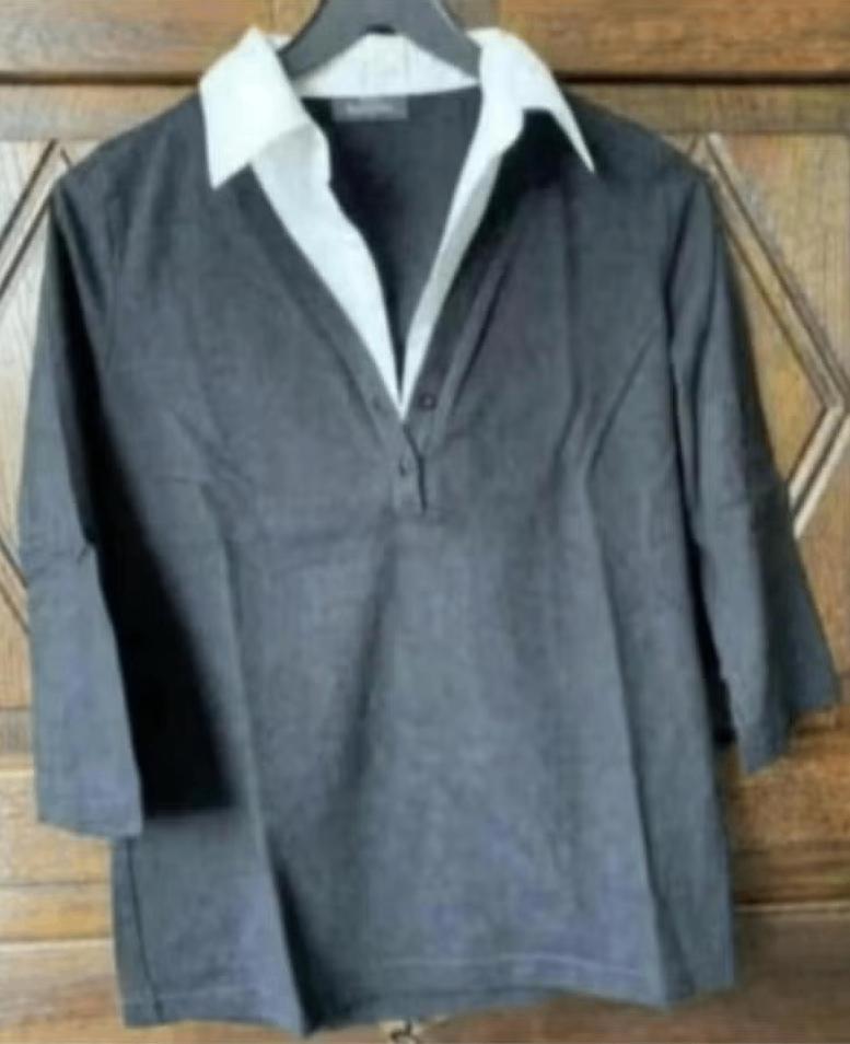 Zwarte top met witte kraag ingezet; Gina Benotti; medium, Maat 38/40 (M), Zwart, Ophalen of Verzenden, Zo goed als nieuw