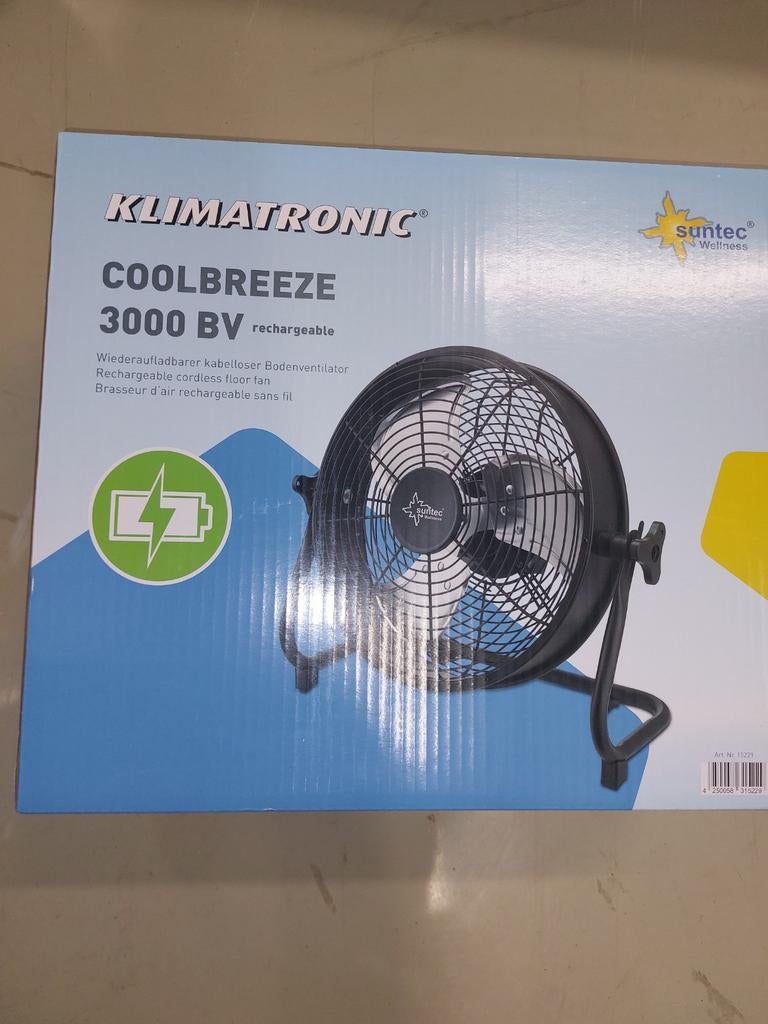 Klimatronic Coolbreeze 3000 BV Accu Vloerventilator, Ophalen, Nieuw, Vloerventilator