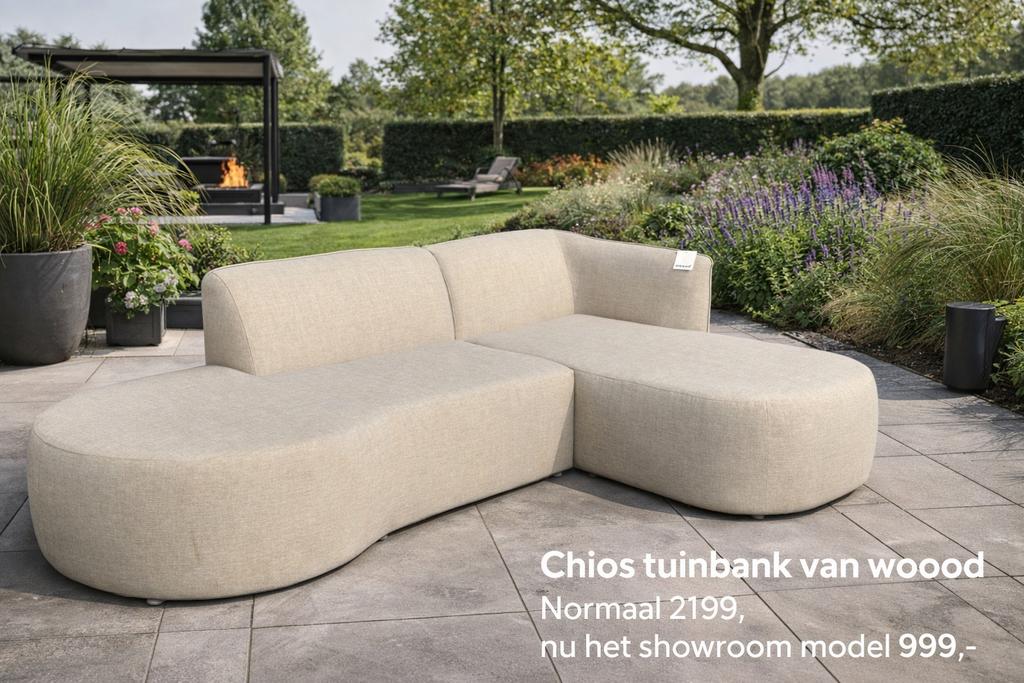 Chios loungset van Woood naturel showmodel, Tuin en Terras, Tuinsets en Loungesets, Ophalen, Industrieweg 25, Rj, Nieuw