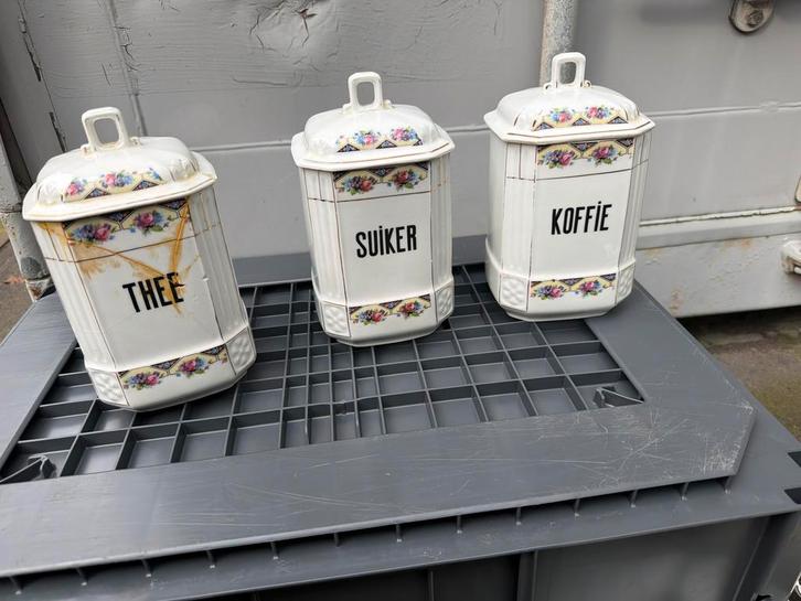 Vintage MZ Altrohlau Voorraadpotten - Koffie, Suiker, Thee, Huis en Inrichting, Keuken | Keukenbenodigdheden, Gebruikt, Ophalen of Verzenden