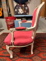 Charmant Antiek Kinderstoeltje - Roze Stoffering & Wit Frame, Ophalen