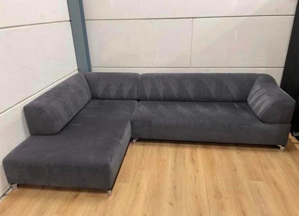 Mooie luxe suede grijze LEOLUX hoekbank - GEREINIGD!!!, Ophalen, 250 tot 300 cm, Luxe, Hoekbank