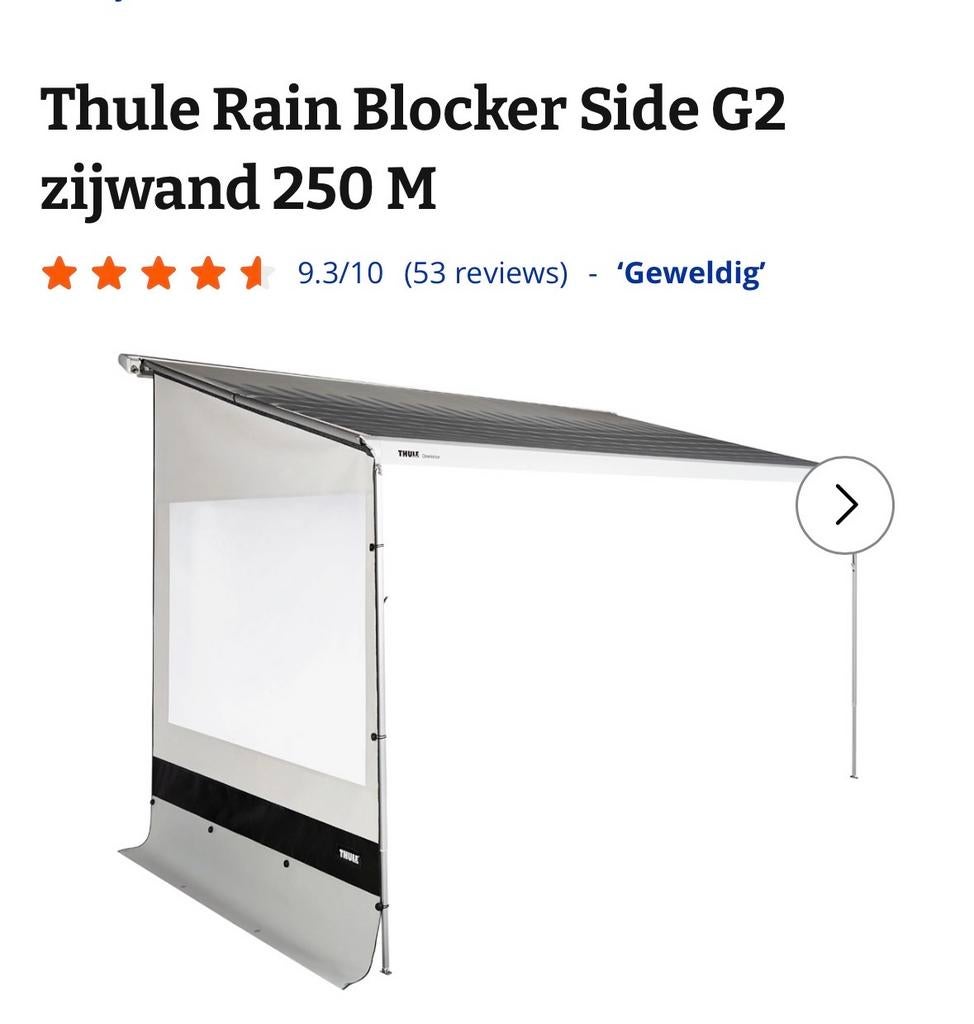 Thule Rainblocker side G2 zijwand 2.5 meter (2 stuks nieuw), Caravans en Kamperen, Caravan accessoires, Ophalen of Verzenden, Gebruikt
