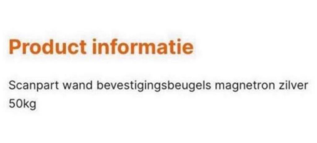 Scanpart wand bevestigingsbeugels magnetron zilver 50kg, Witgoed en Apparatuur, Magnetrons, Ophalen, Gebruikt