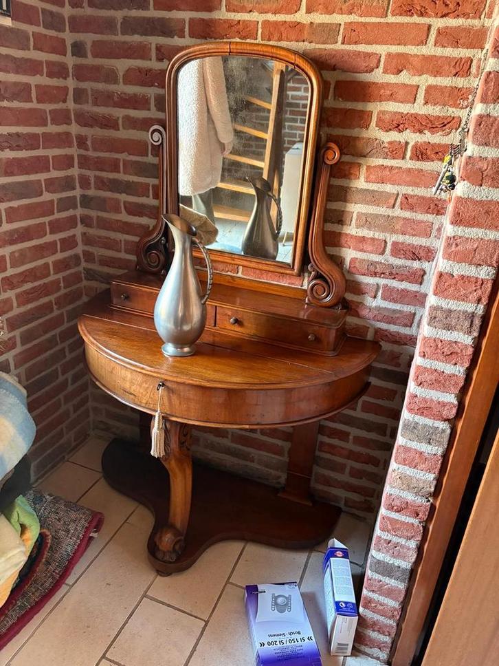 Antieke kaptafel met spiegel, Huis en Inrichting, Tafels | Kaptafels, Zo goed als nieuw, Hout, Ophalen