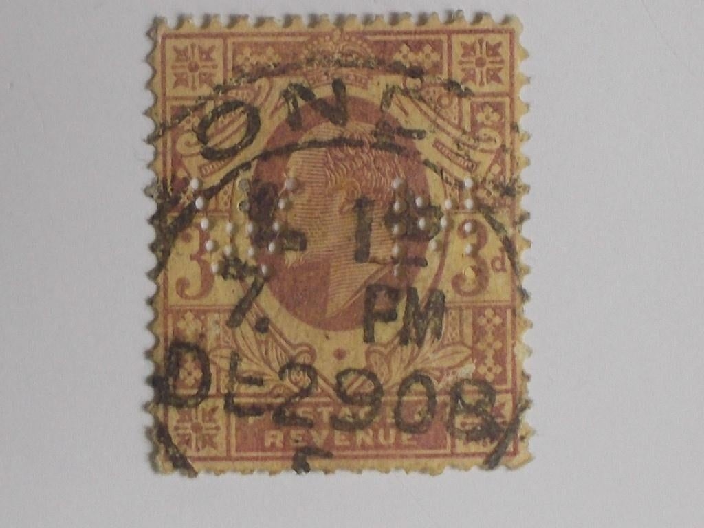 UK, Postzegel Edward VII Met Perfin Western Mail., Postzegels en Munten, Postzegels | Europa | UK, Ophalen, Gestempeld