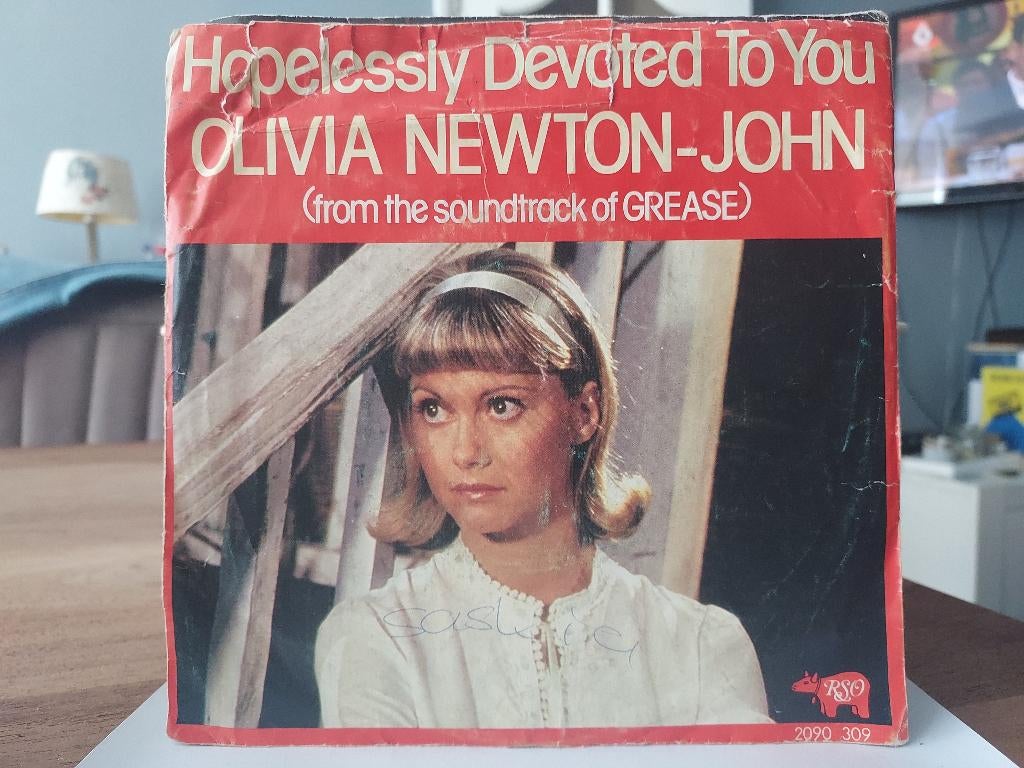 7" Single Olivia Newton John - Hopelessly Devoted To You / L, Gebruikt, 7 inch, Single, Ophalen of Verzenden