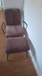 Roze design fauteuil met voetenbankje zwart onderstel Xooon, Ophalen, Zo goed als nieuw, 75 tot 100 cm, 50 tot 75 cm