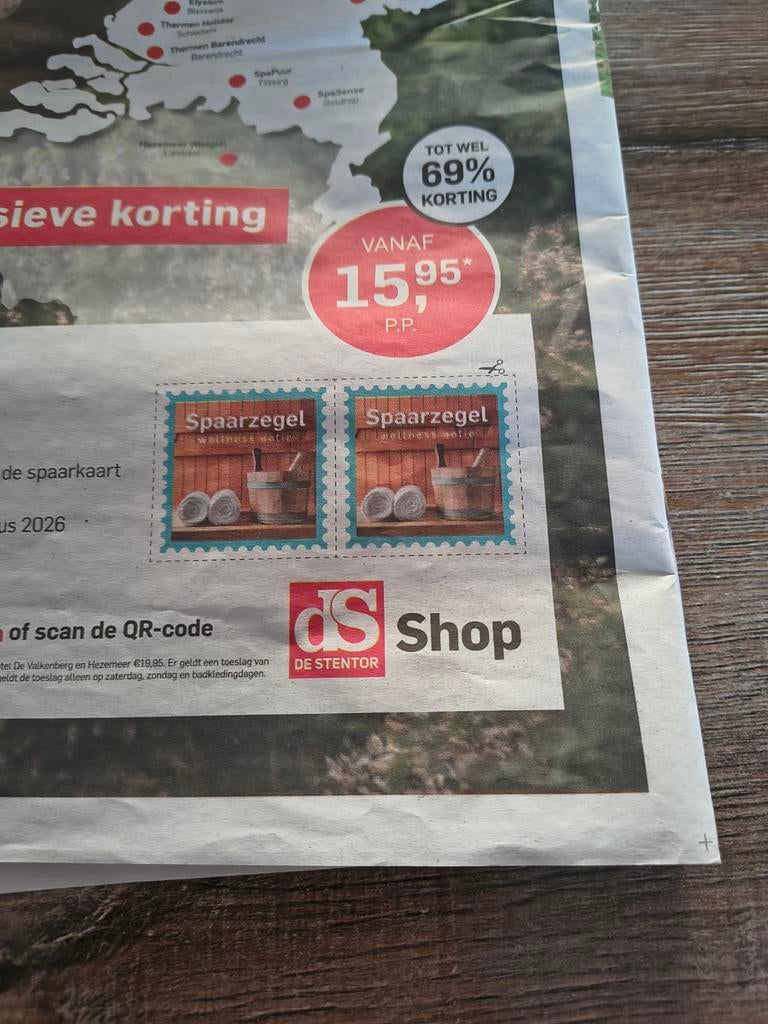 Stentor dagje Wellness voor 4 personen., Ophalen of Verzenden, Winkel, Super of Benzinepomp, Zegels, Bonnen of Punten