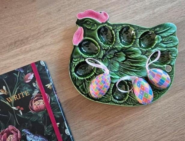 Zo mooi deze vintage geglazuurde kip eierschaal Pasen, Ophalen of Verzenden