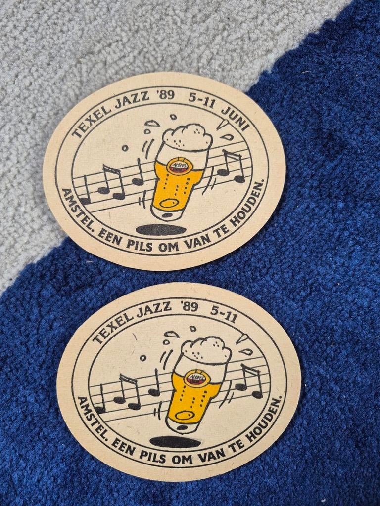 2 Amstel Texel Jazz '89 bierviltjes, Verzamelen, Ophalen of Verzenden, Viltje(s), Amstel