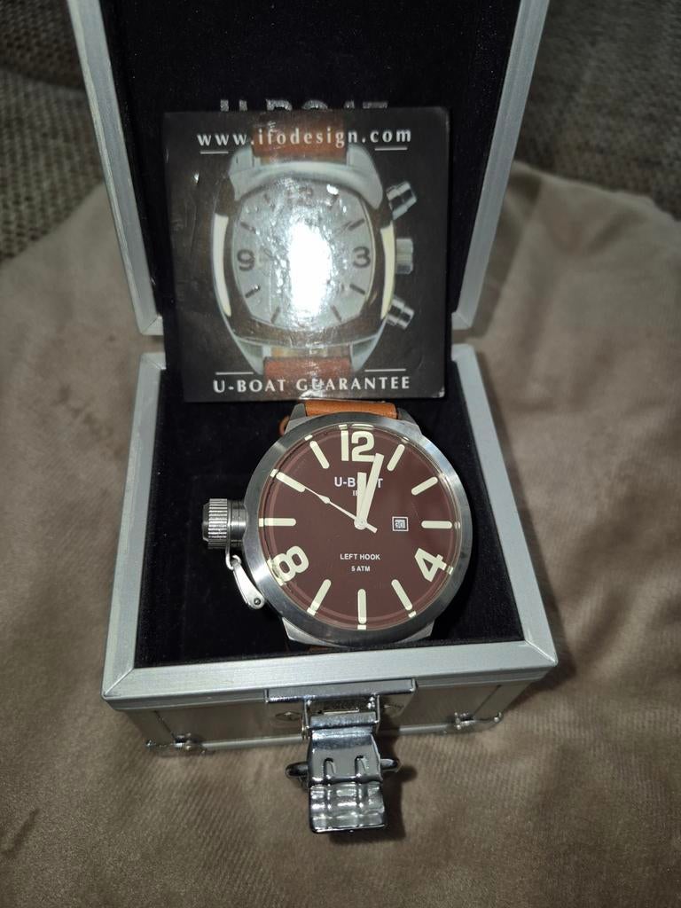 Mooi vintage U-Boat B53-08 horloge, Sieraden, Tassen en Uiterlijk, Horloges | Heren, Zo goed als nieuw, Overige merken, Leer, Ophalen of Verzenden