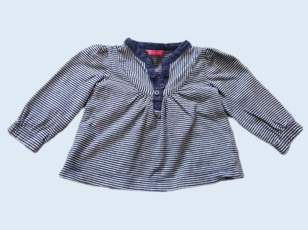 HEMA blauw grijs shirtje maat 56 ~ SJ2163, Kinderen en Baby's, Babykleding | Maat 56, Meisje, Ophalen of Verzenden, Zo goed als nieuw