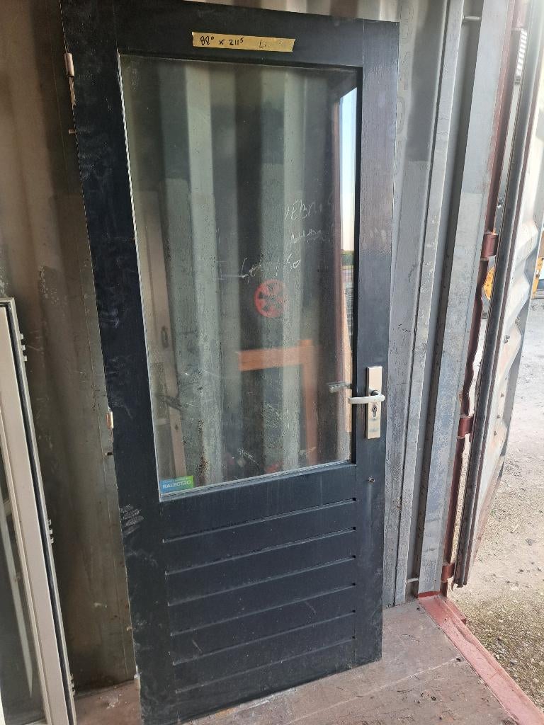 Hardhouten achterdeur, Doe-het-zelf en Verbouw, Deuren en Horren, Ophalen, Gebruikt, 80 tot 100 cm, Buitendeur