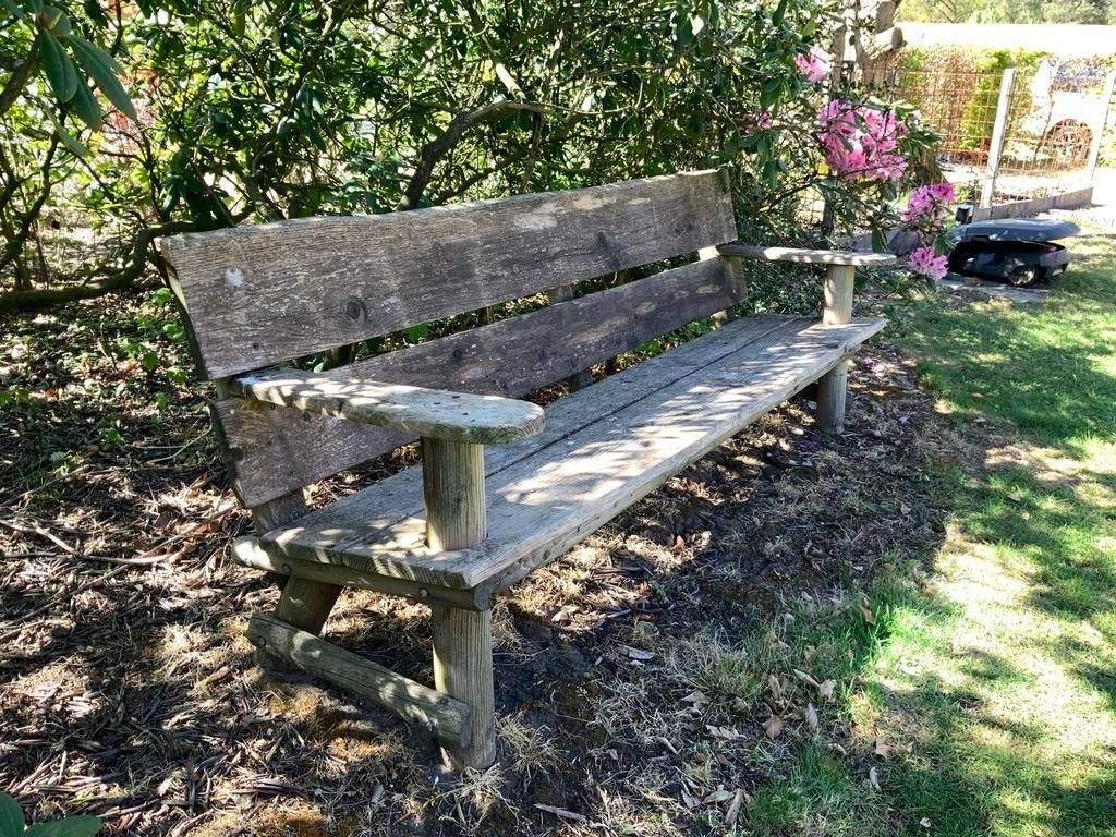 Mooie hardhouten bank - 234 cm - Wegens verhuizing, Tuin en Terras, Ophalen, Gebruikt, Hout