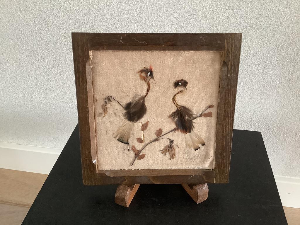 Oud schilderijtje: gevederde vogels, Ophalen of Verzenden