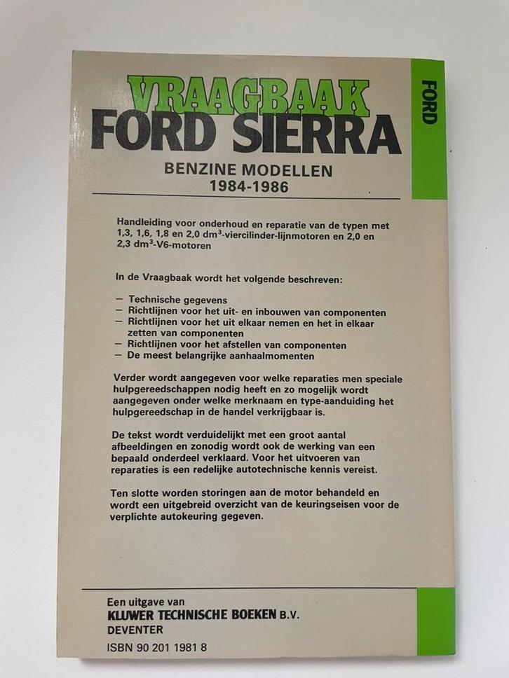 Vraagbaak Ford Sierra 1984-86 benzinemodellen Kluwer Olving, Auto diversen, Handleidingen en Instructieboekjes, Ophalen of Verzenden