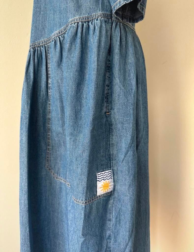 LF Markey Kellen denim chambray midi-jurk, Kleding | Dames, Blauw, Maat 42/44 (L), Nieuw, Ophalen of Verzenden