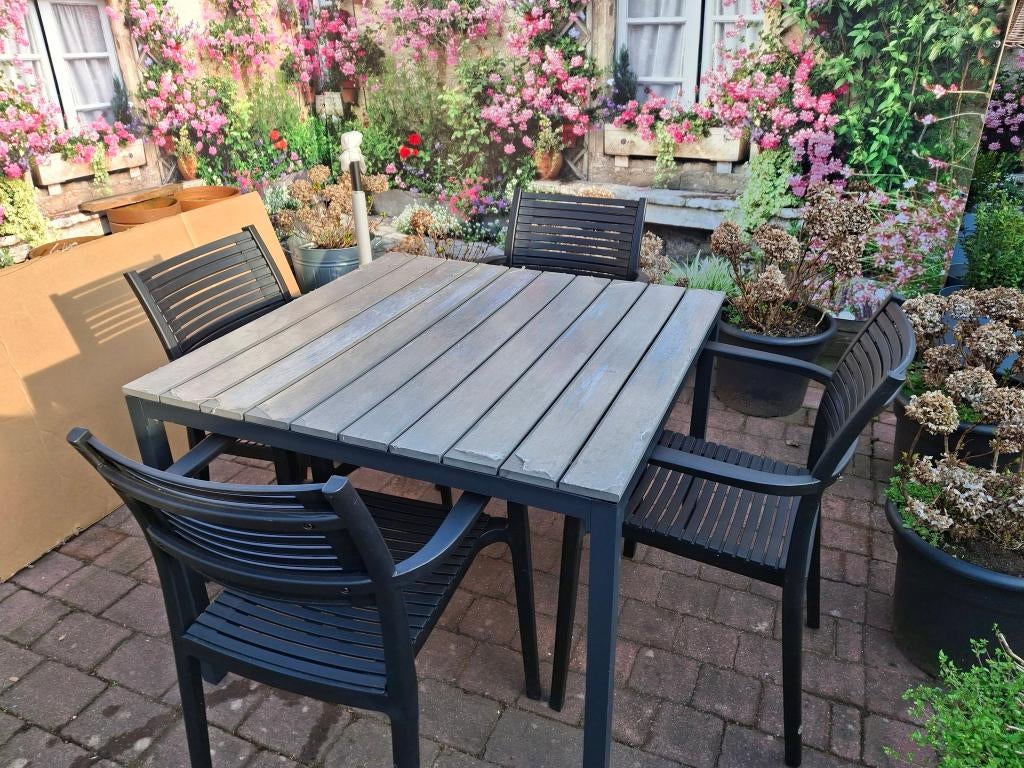 tuintafel met stoelen, Ophalen, Nieuw, Kunststof, Eettafel