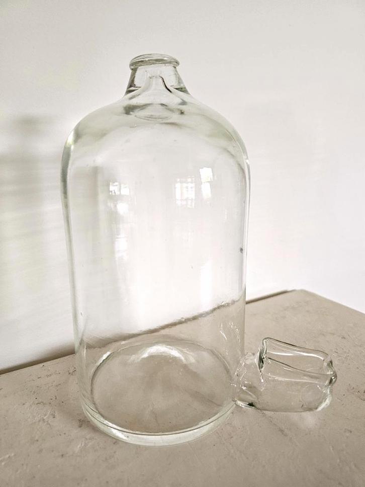 GROTE Antieke Mondgeblazen Glazen Vogel Drinkfles Waterfles, Antiek en Kunst, Antiek | Glas en Kristal, Ophalen of Verzenden