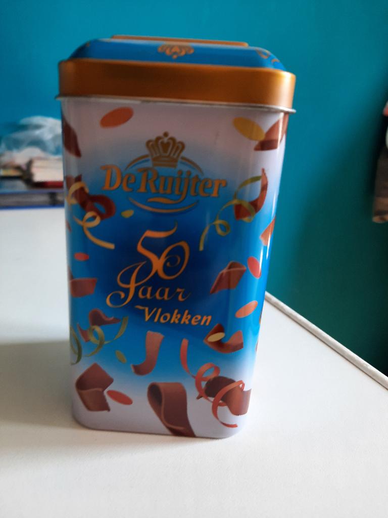 blikje De Ruijter 50 jaar vlokken, Verzamelen, Blikken, Ophalen of Verzenden, Overige