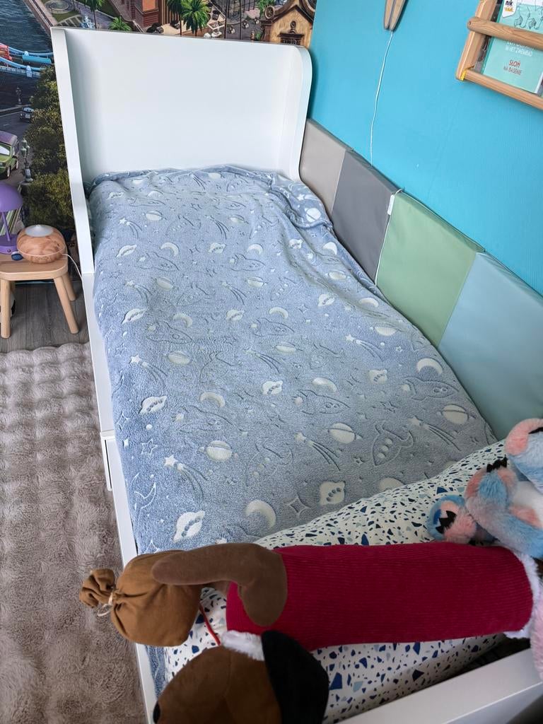 Ikea Busunge uitschuifbaar kinderbed + matras, Ophalen, Gebruikt, 70 tot 85 cm, Lattenbodem