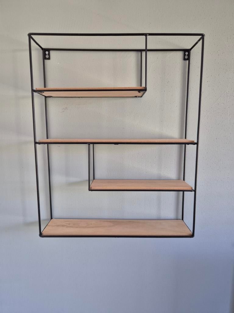 Modern wandrek met houten planken, Ophalen, Zo goed als nieuw