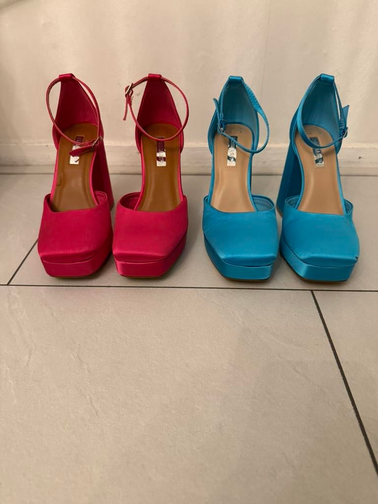 Hakken, Ophalen, Blauw, Nieuw, Schoenen met hoge hakken