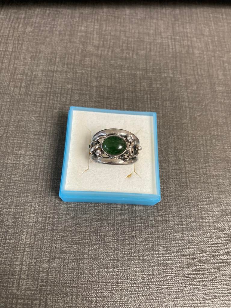 Rabinovich zilver met serpentijn maat 58, Sieraden, Tassen en Uiterlijk, Ophalen of Verzenden, 17 tot 18, Zilver, Dame