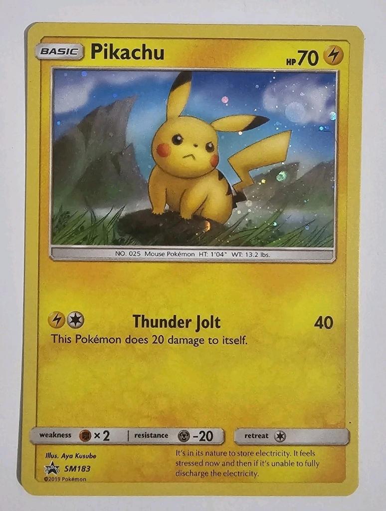 Pikachu sun & moon black star promo sm183 pokemon kaart holo, Ophalen of Verzenden, Zo goed als nieuw, Losse kaart, Foil